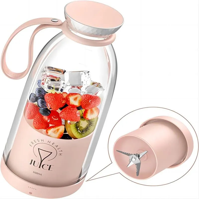 Mini Juicer Blender – USB Electric Smoothie Maker Bottle – 6 Blade, 380ml, for Travel, Gym & Kitchen – Mini Fruit Mixer