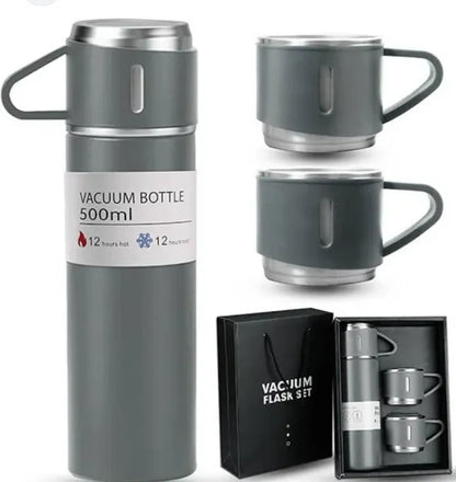 New Shape Vacuum Flask Bottle with 3 Cups and Gift Box