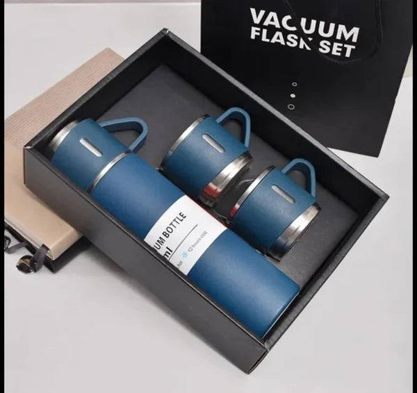 New Shape Vacuum Flask Bottle with 3 Cups and Gift Box