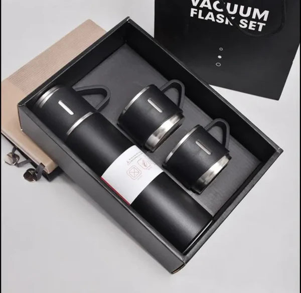 New Shape Vacuum Flask Bottle with 3 Cups and Gift Box