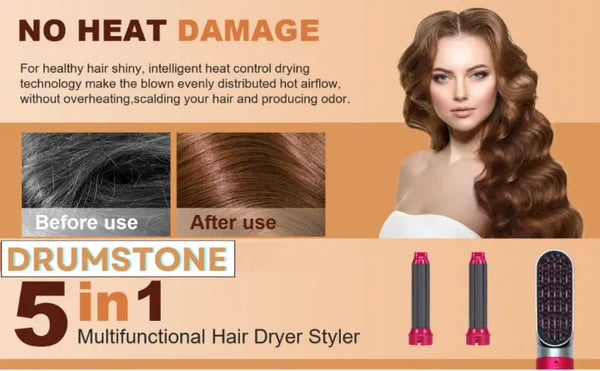 5 in 1 - hairdryer brush-air styler - volumizer hair straightener for women