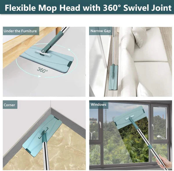 All-in-One Floor Care Solution 360° FlexiMop Head + 2 Eco-Friendly Cleaning Pads - Make Your Floors Gleam