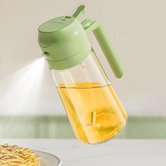 Oil Sprayer for Cooking 2 In 1 Oil Dispenser 500ml/17oz Glass Spray Bottle with Pourer