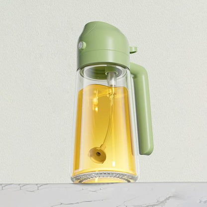 Oil Sprayer for Cooking 2 In 1 Oil Dispenser 500ml/17oz Glass Spray Bottle with Pourer