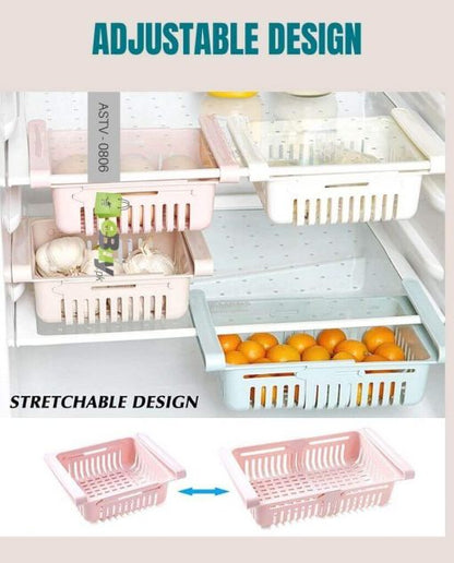 Adjustable Fridge Storage Basket Food Organizer