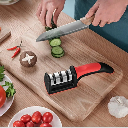 4 In 1 Professional Red & Black Knife Sharpener