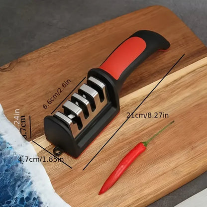 4 In 1 Professional Red & Black Knife Sharpener