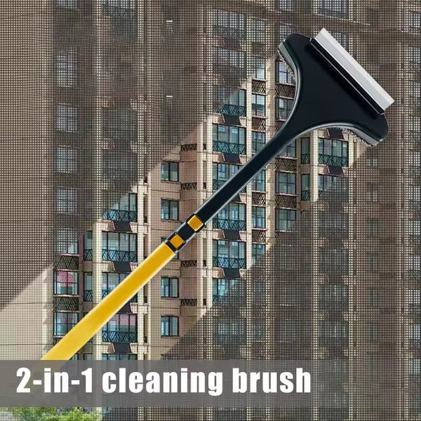 Multifunctional Screen Brush, 2-in-1 Window Cleaning Brush, Retractable Window Cleaning Tool Wet and Dry Glass Cleaning Brush