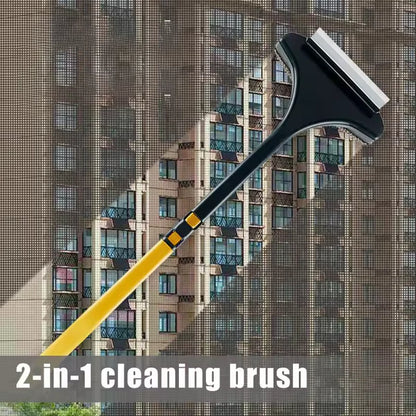 Multifunctional Screen Brush, 2-in-1 Window Cleaning Brush, Retractable Window Cleaning Tool Wet and Dry Glass Cleaning Brush