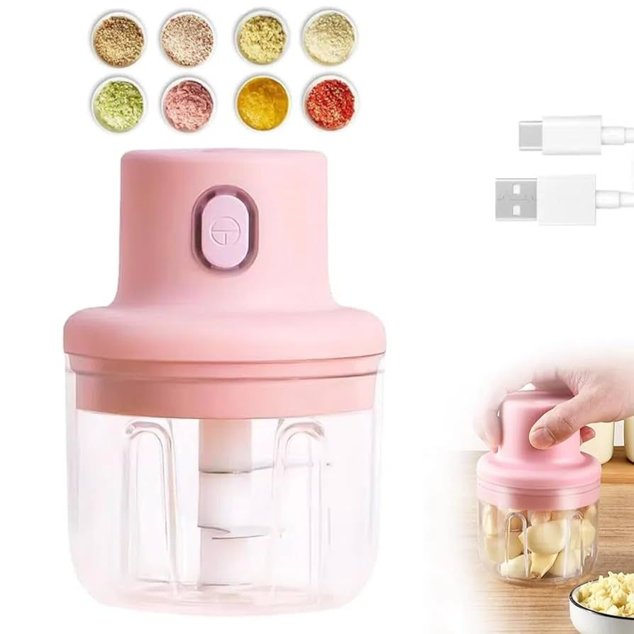 USB Rechargeable Mini Electric Garlic Food Chopper, Portable Small Food Processor for Chili,Spice,Meat