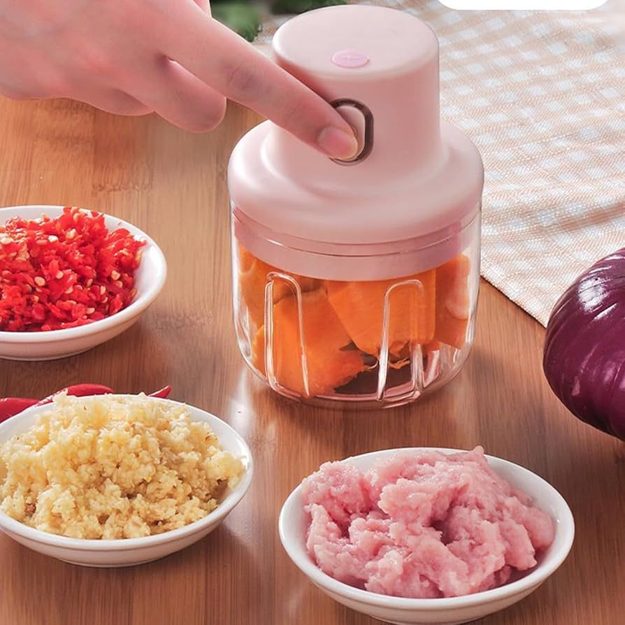 USB Rechargeable Mini Electric Garlic Food Chopper, Portable Small Food Processor for Chili,Spice,Meat