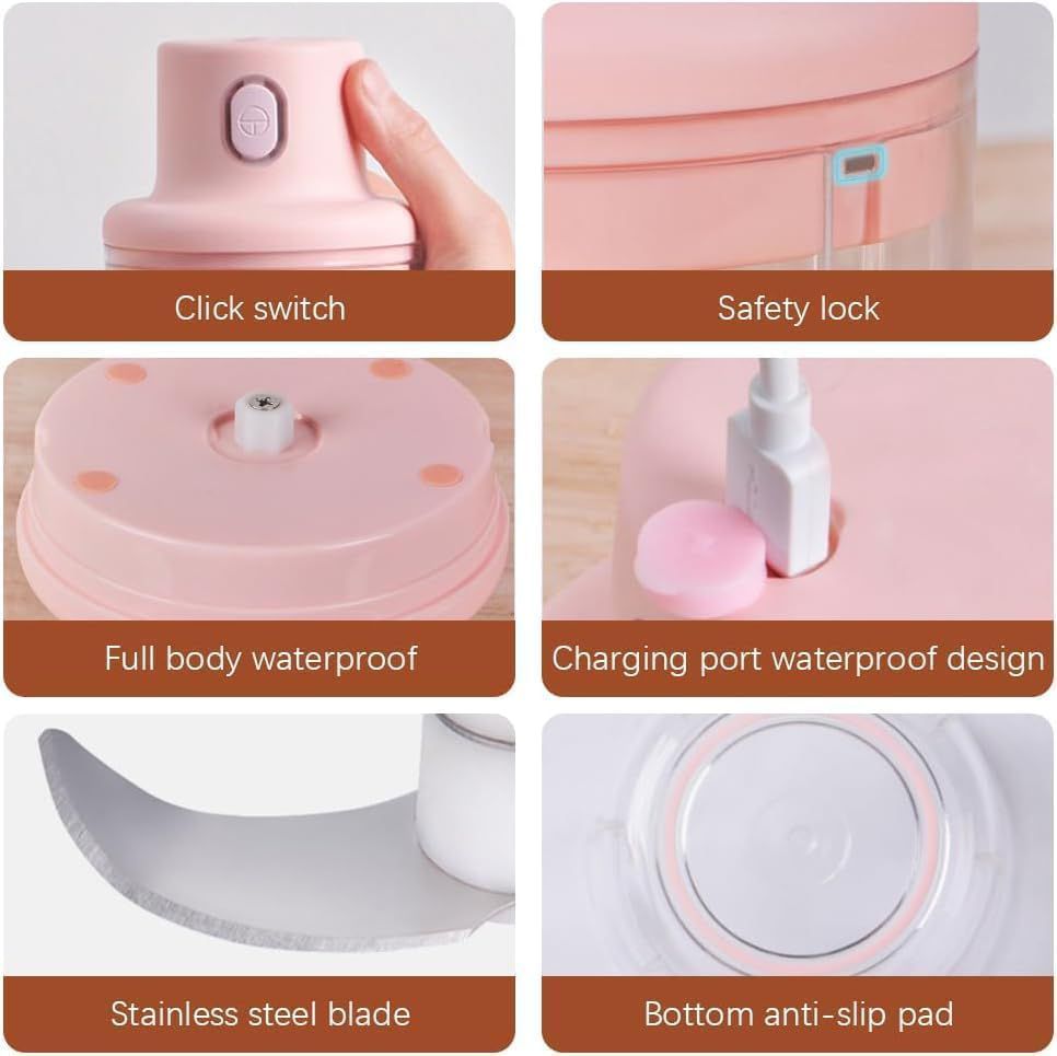USB Rechargeable Mini Electric Garlic Food Chopper, Portable Small Food Processor for Chili,Spice,Meat