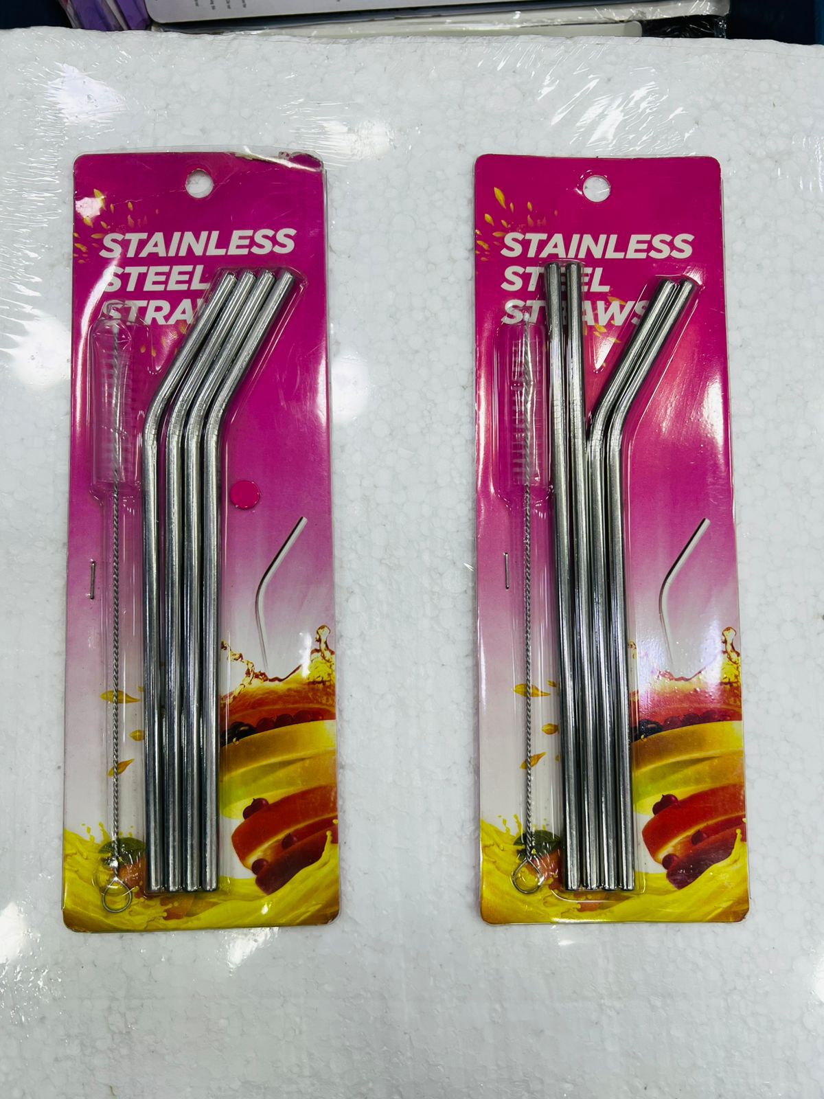 HIGH QUALITY FOOD GRADE STAINLESS STEEL STRAW 4 pcs WITH CLEANING BRUSH
