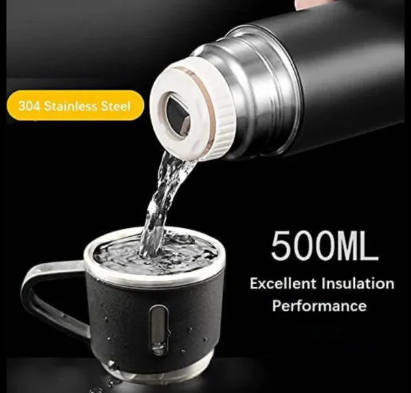 New Shape Vacuum Flask Bottle with 3 Cups and Gift Box