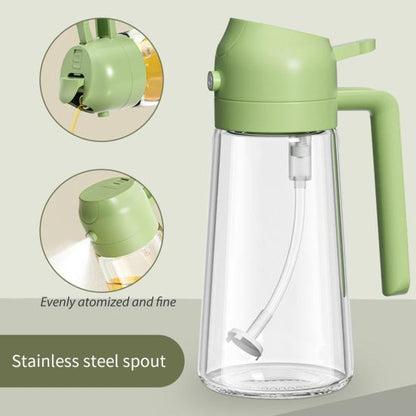 Oil Sprayer for Cooking 2 In 1 Oil Dispenser 500ml/17oz Glass Spray Bottle with Pourer