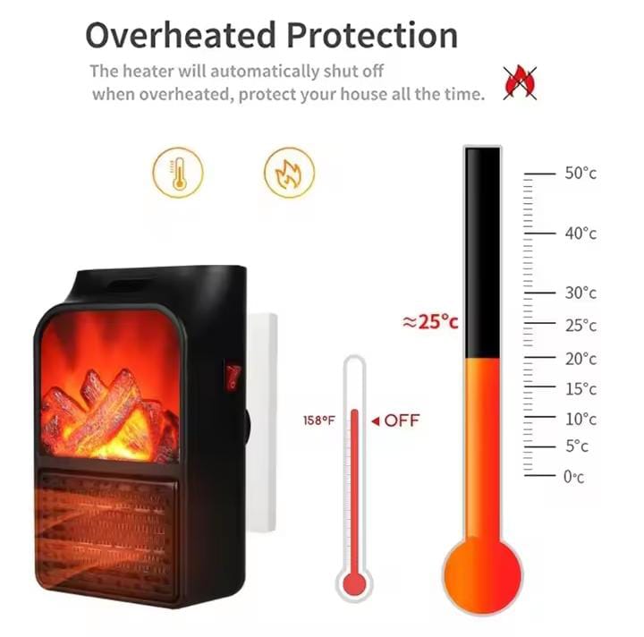 Portable Space Heater🔥🔥🔥 Electric Heater Heating for Room 3D Flame Mini Heating Fans Remote