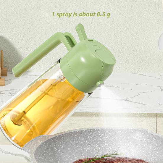 Oil Sprayer for Cooking 2 In 1 Oil Dispenser 500ml/17oz Glass Spray Bottle with Pourer