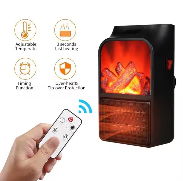 Portable Space Heater🔥🔥🔥 Electric Heater Heating for Room 3D Flame Mini Heating Fans Remote