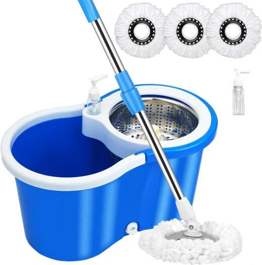 Spin Mop and Bucket Set 360 Spin Mop and Bucket Set with 2 Microfiber Mop Pads,Mop and Bucket System with