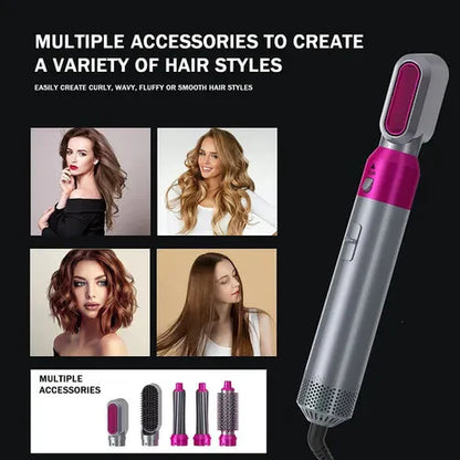 5 in 1 - hairdryer brush-air styler - volumizer hair straightener for women