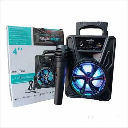 Original Portable Bluetooth Wireless Speaker With FREE Microphone ~ Rechargeable Big Sound System Loud Speaker with Mic ~ High Stereo Bass & Woofer Home MP3 Player Mobile Speaker for PC Computer & Laptop ~ Support USB, SD Card, FM Radio ~ FunBug