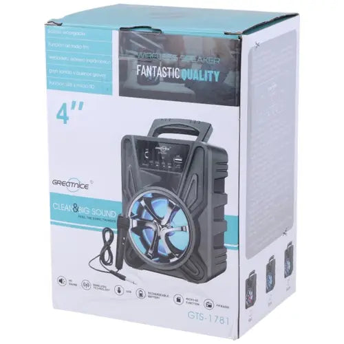 Original Portable Bluetooth Wireless Speaker With FREE Microphone ~ Rechargeable Big Sound System Loud Speaker with Mic ~ High Stereo Bass & Woofer Home MP3 Player Mobile Speaker for PC Computer & Laptop ~ Support USB, SD Card, FM Radio ~ FunBug