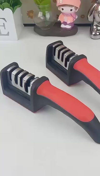4 In 1 Professional Red & Black Knife Sharpener
